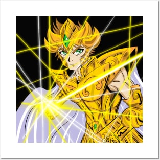 aioria leo gold saint in lightning plasma cosmos attack Posters and Art